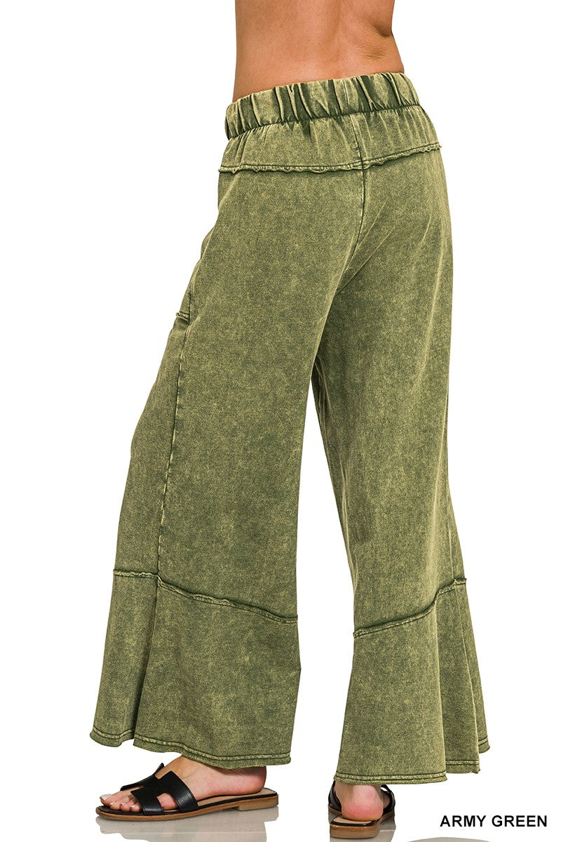 Acid Wash Wide Leg Cargo Pants New