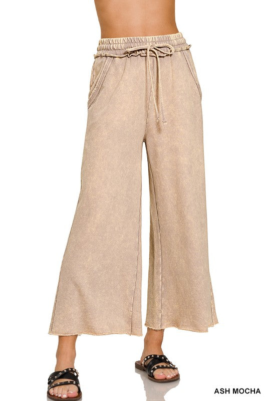 Mineral Wash Wide Leg Palazzo Pant