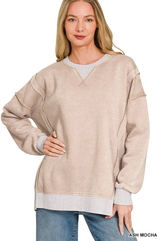Two Tone Split Front Sweatshirt