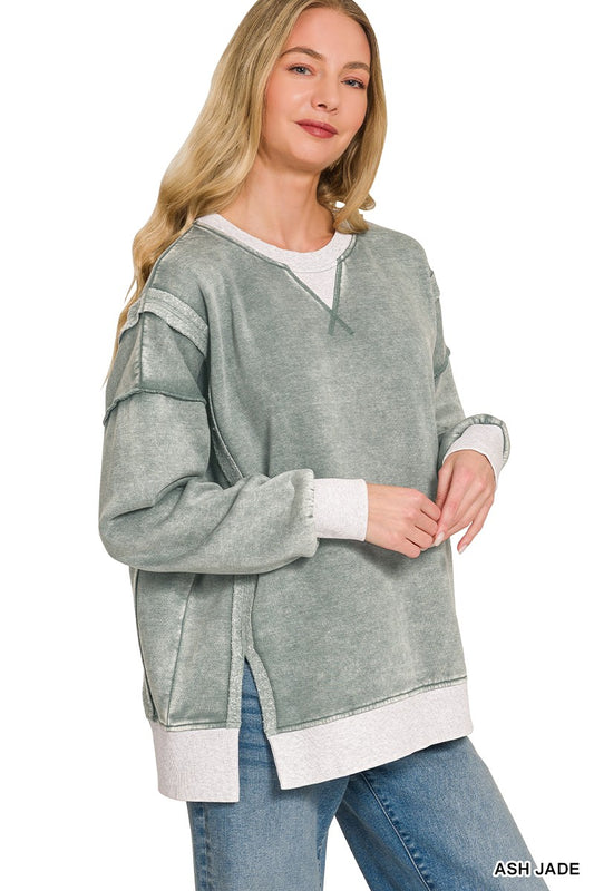Two Tone Split Front Sweatshirt