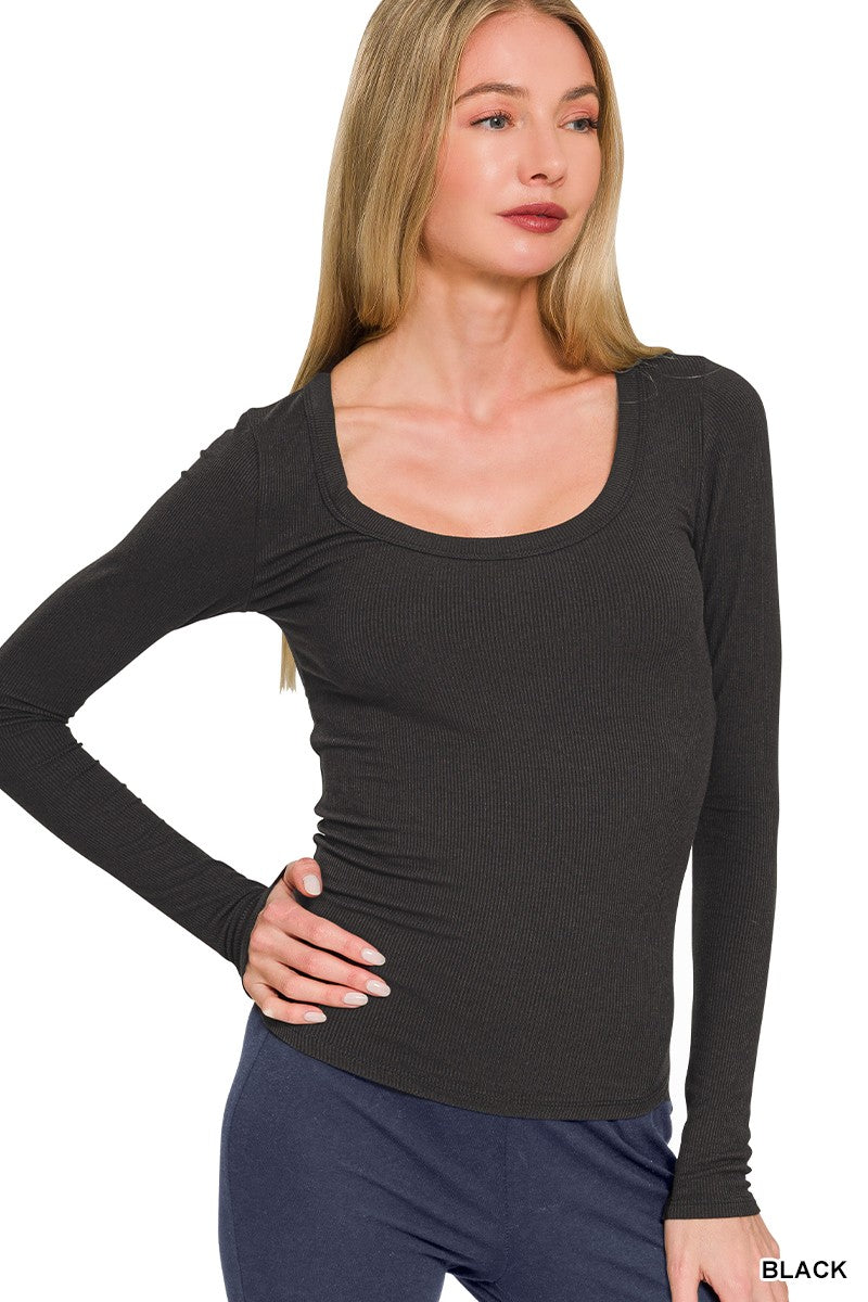 Basic Round Neck Ribbed Top