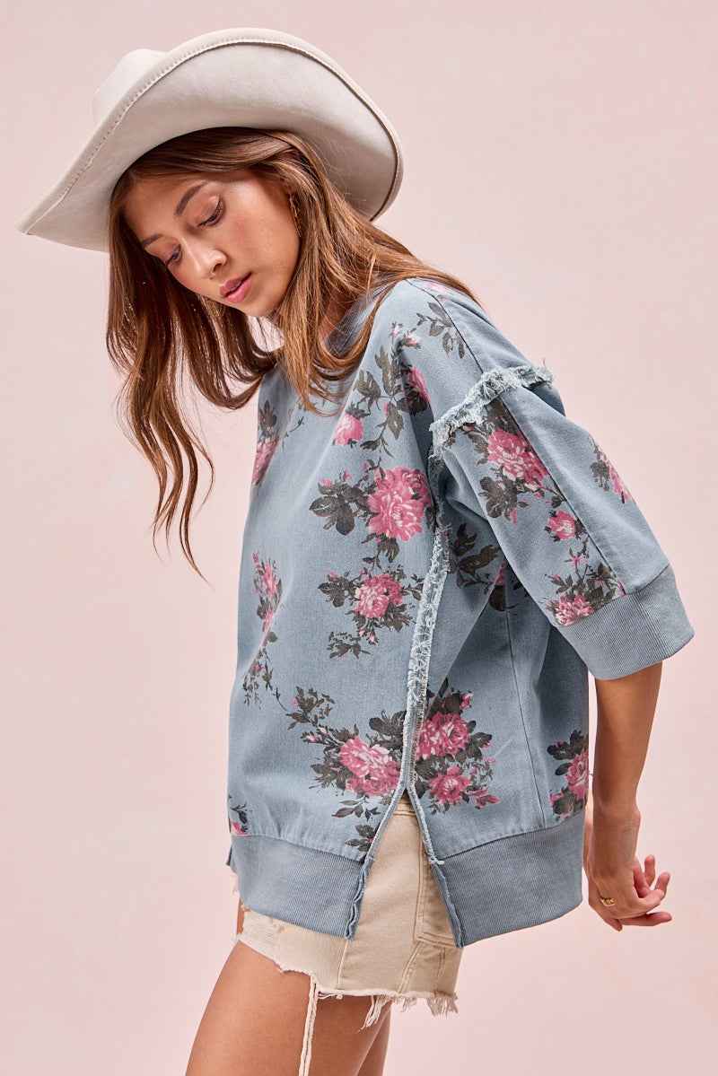 Flower Power Denim Top