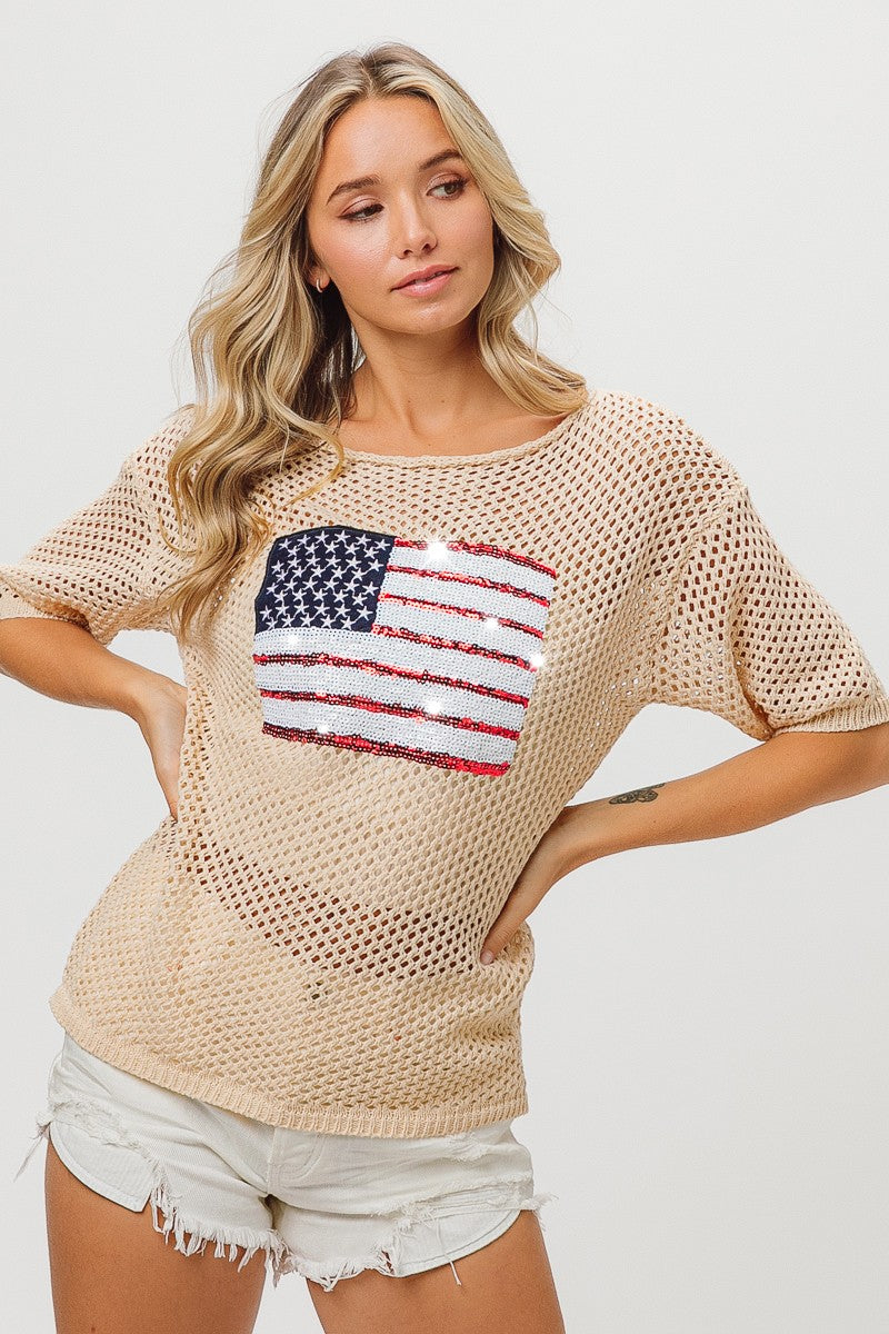 Sequin Flag Sweater