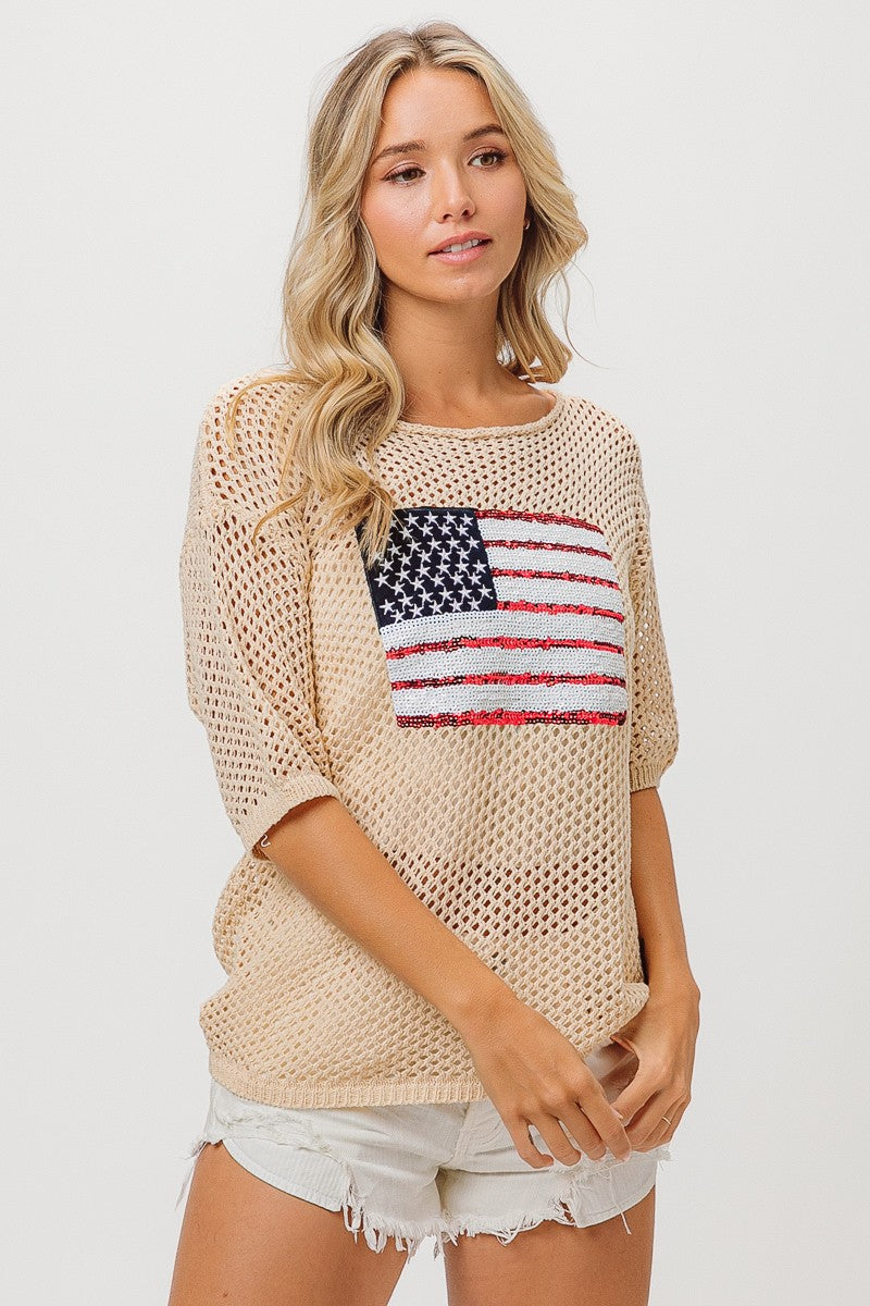 Sequin Flag Sweater