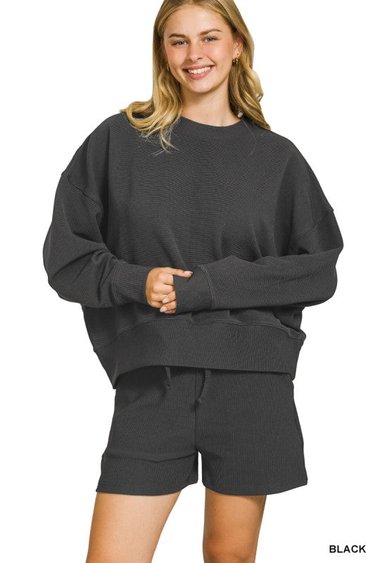 Ribbed Sweatshirt set w/shorts