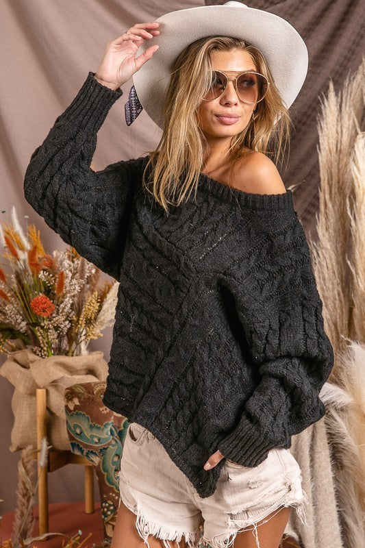 Black Asymmetrical Sweater