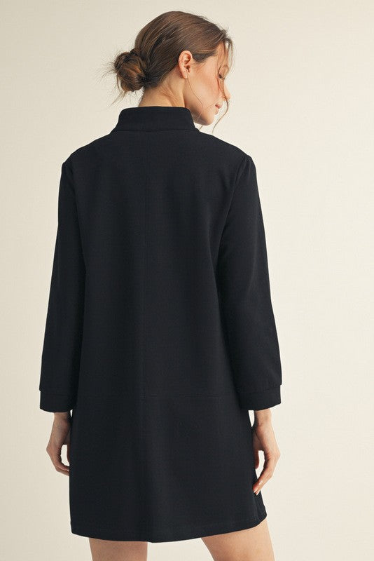 Stand up Collar Black Dress