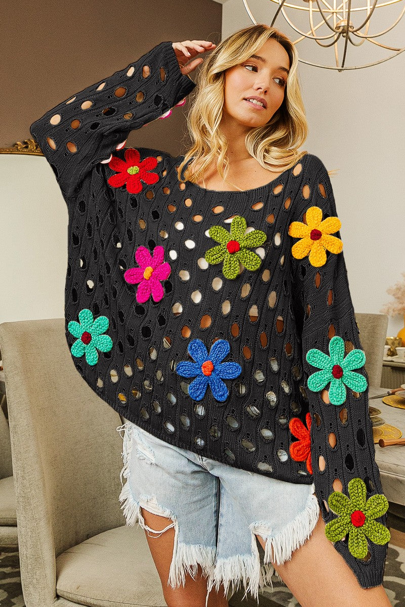 Flower Open Weave Sweater