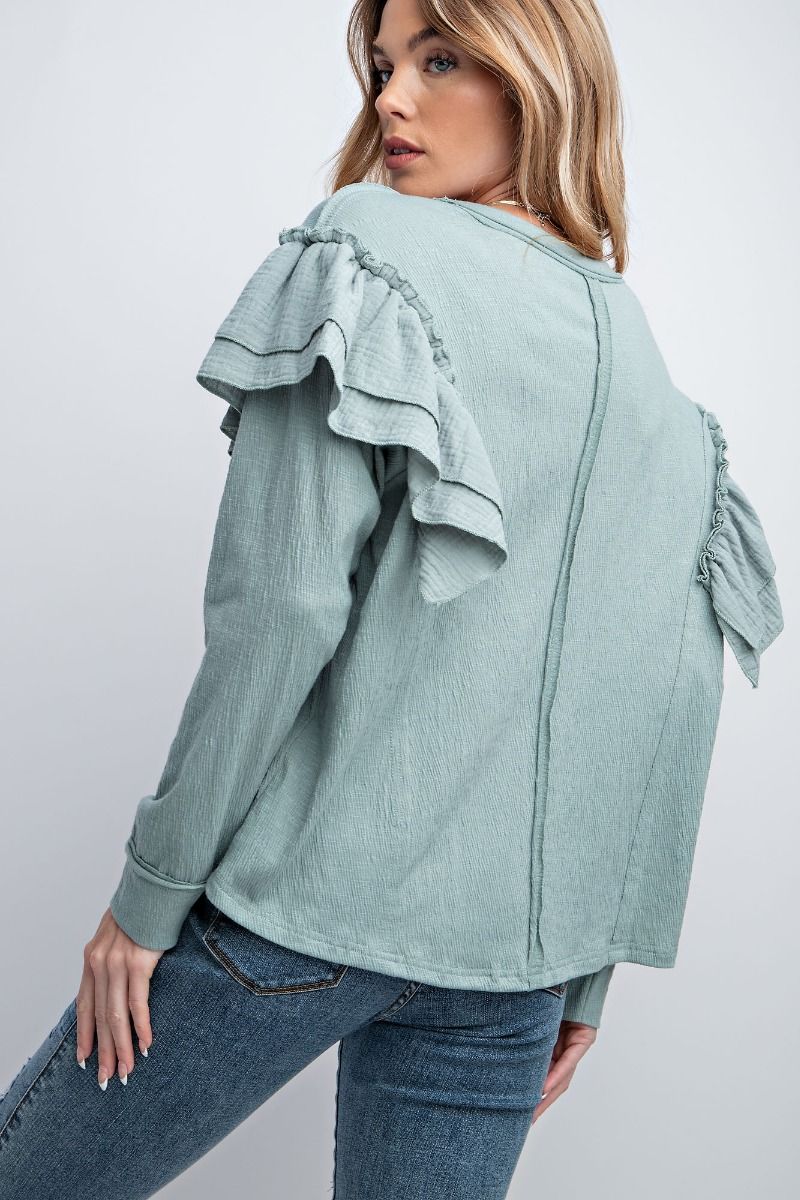 Ruffled Shoulder Tunic