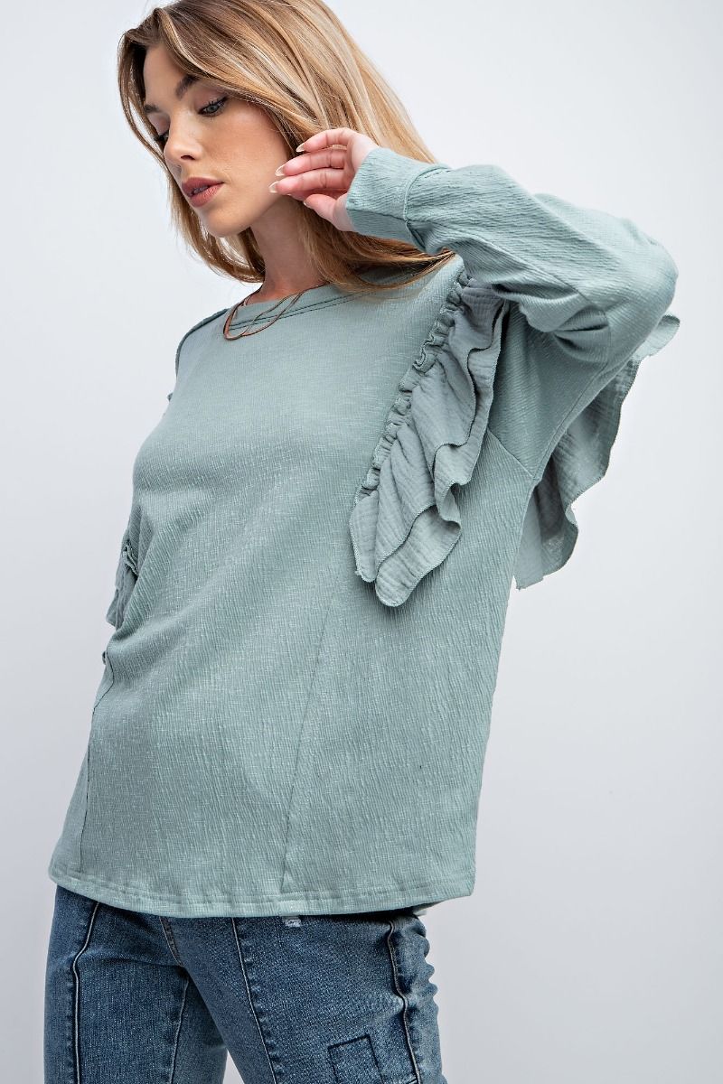 Ruffled Shoulder Tunic