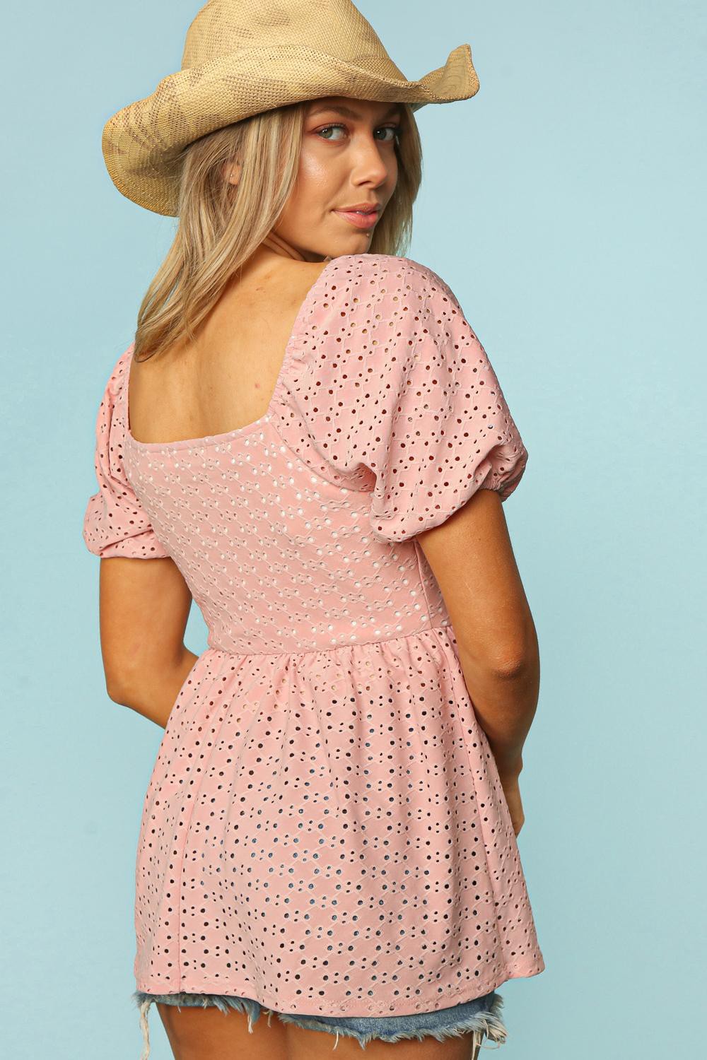 Blush Eyelet Babydoll Top