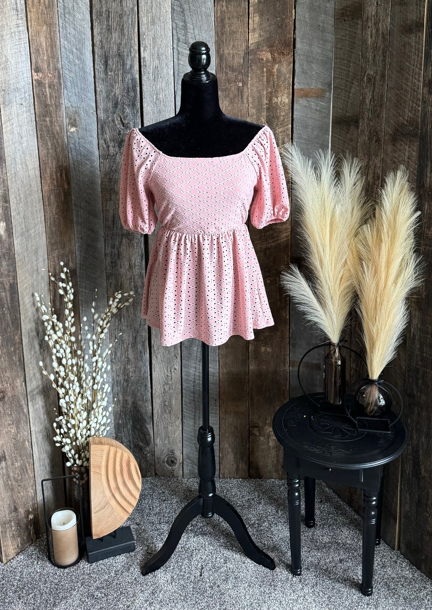 Blush Eyelet Babydoll Top