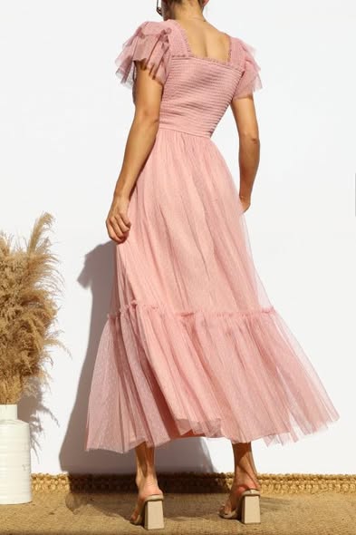 Mesh and Lace Midi Dress