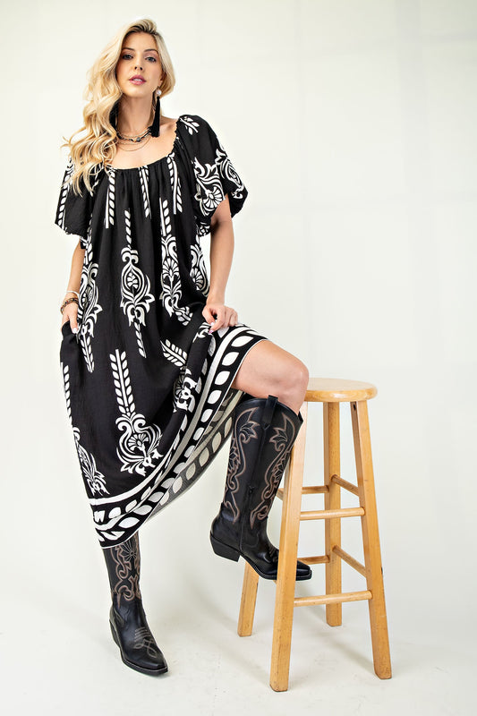 Bold Western Midi Dress