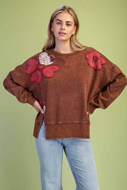 Acid Wash Daisy Sweatshirt