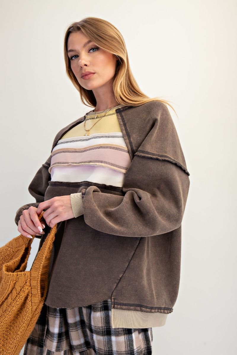 Striped High Low Sweatshirt