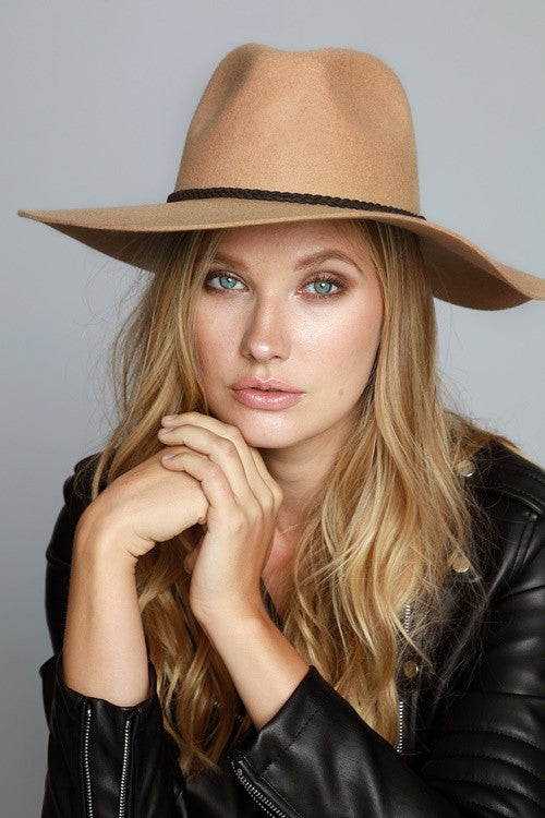 Wide brim wool hat camel