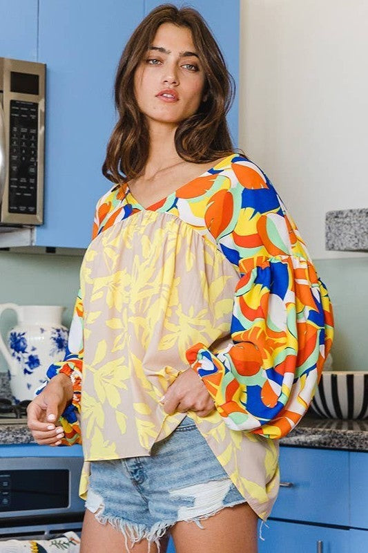 Mixed Floral Boho Top