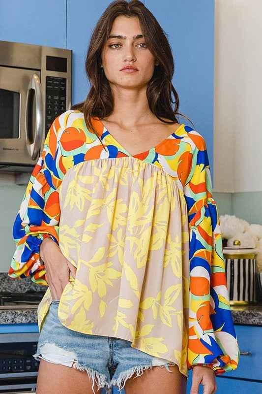 Mixed Floral Boho Top