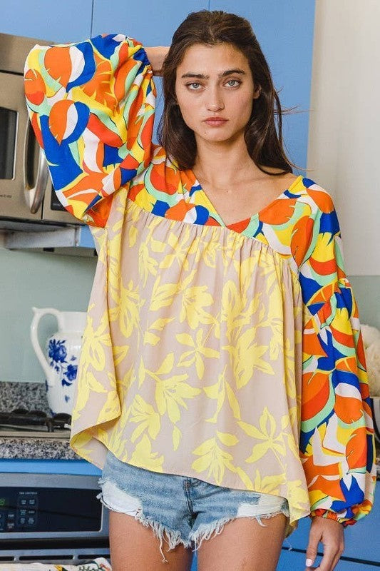 Mixed Floral Boho Top