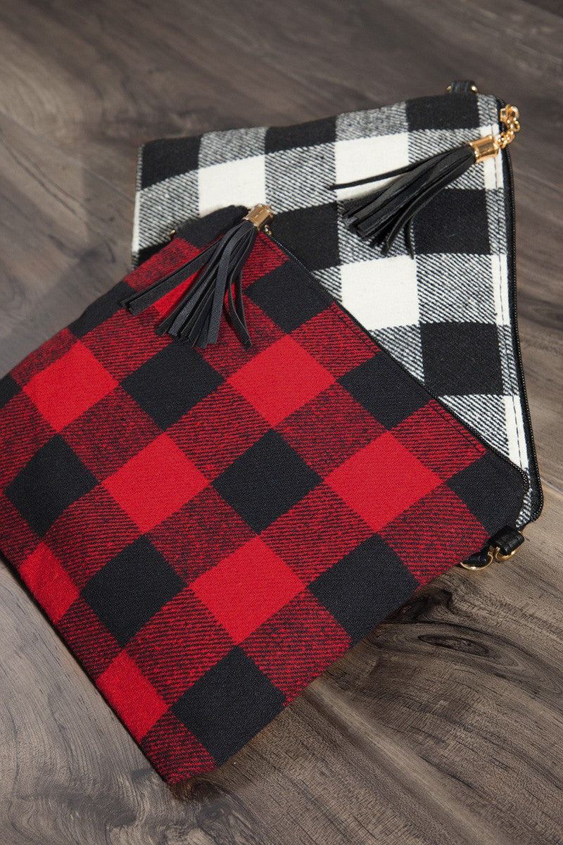 Buffalo check crossbody/clutch wristlet purse