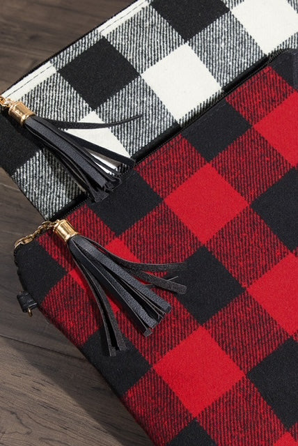 Buffalo check crossbody/clutch wristlet purse