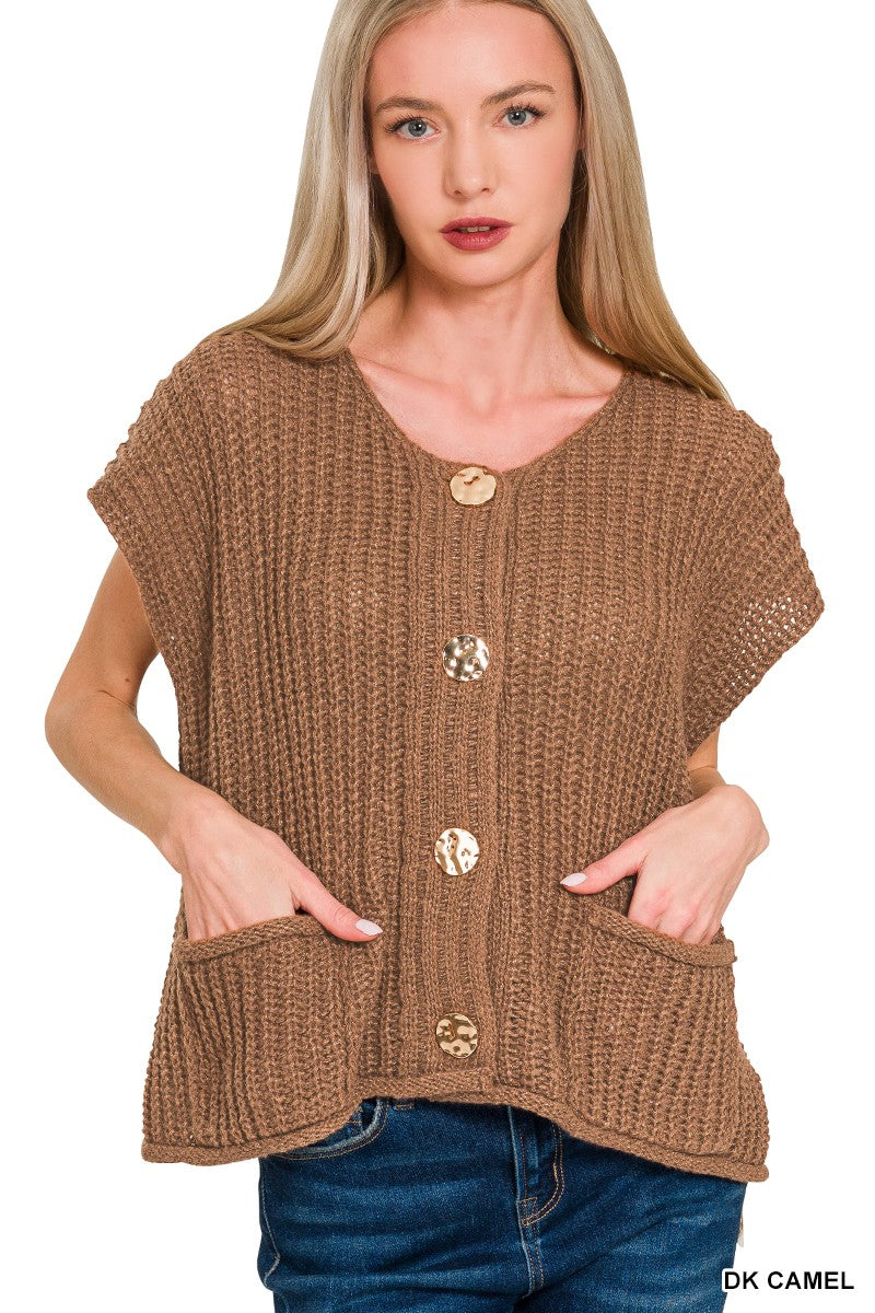 Boxy short sleeve sweater