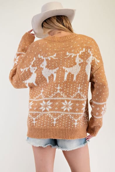 Camel Reindeer Sweater