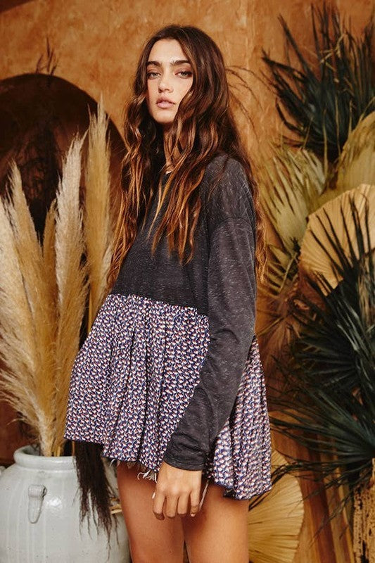 Charcoal Babydoll Top