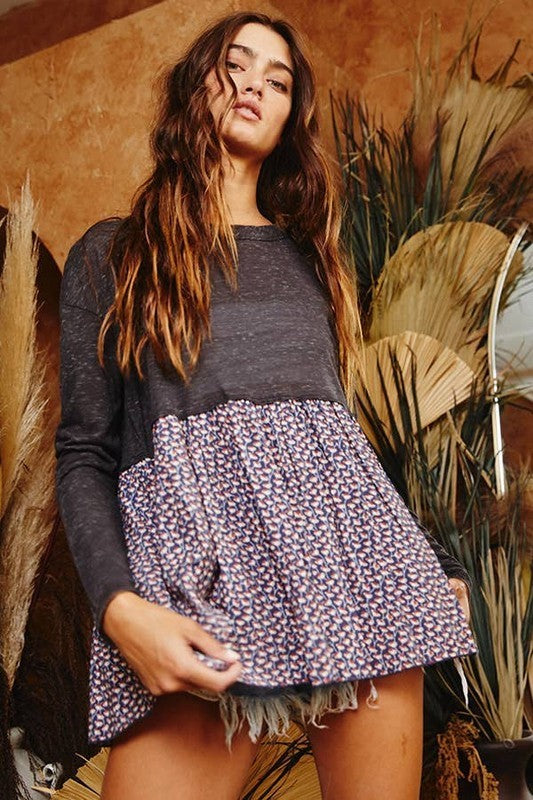 Charcoal Babydoll Top