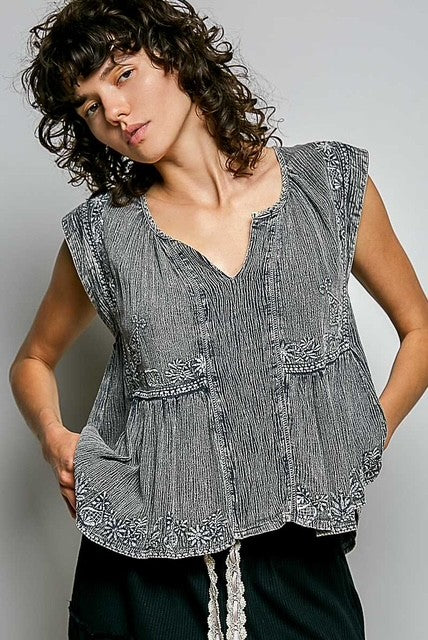 Charcoal Gauze Babydoll