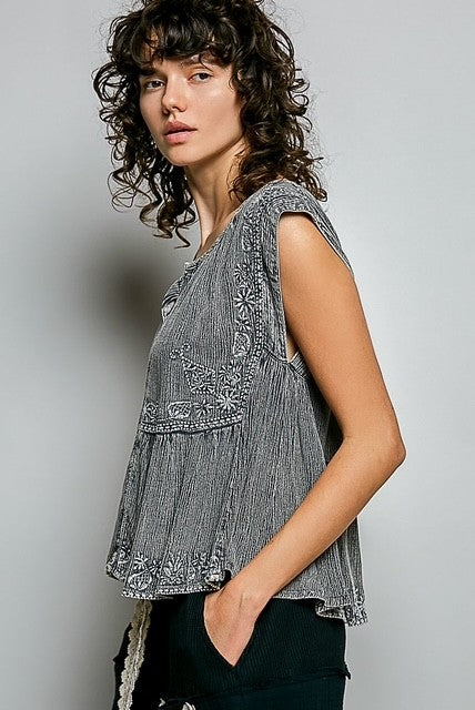Charcoal Gauze Babydoll
