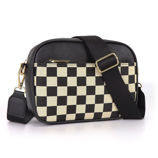 Checkered Camera Style Crossbody Bag