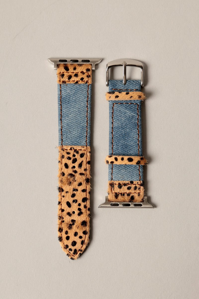 Animal Print Denim Watch Band