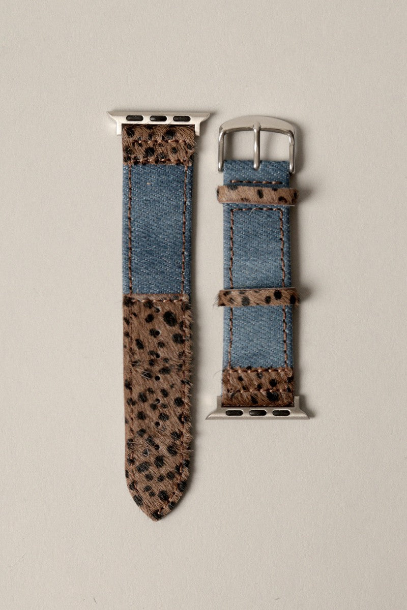 Animal Print Denim Watch Band