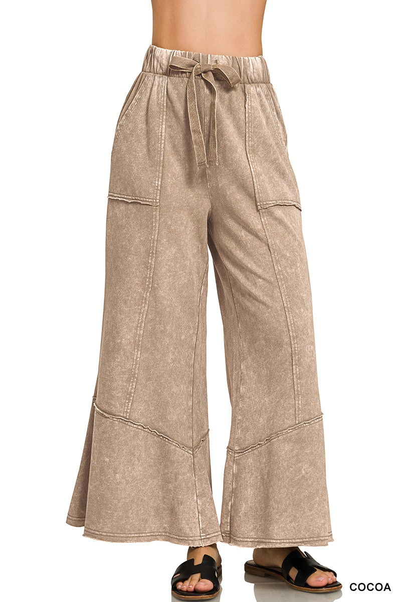 Acid Wash Wide Leg Cargo Pants New