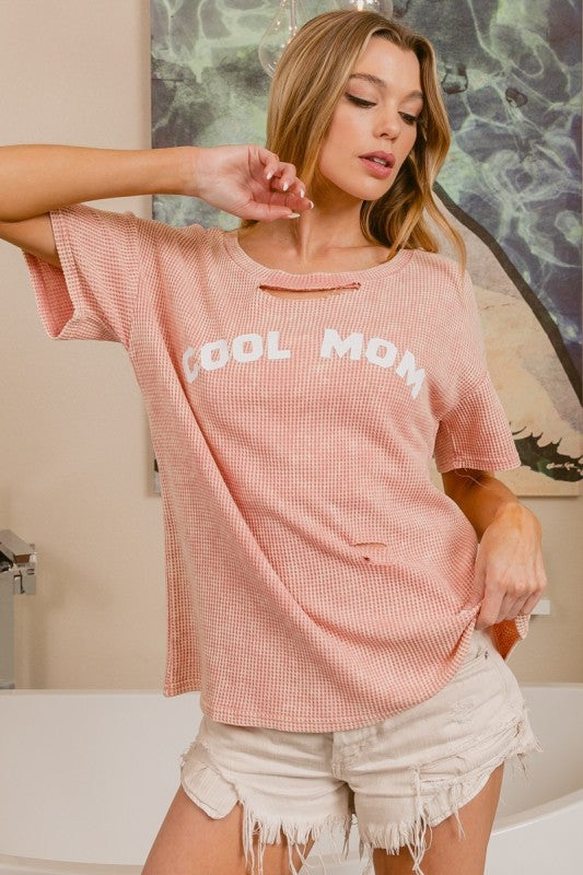 Cool Mom Waffle Knit Top