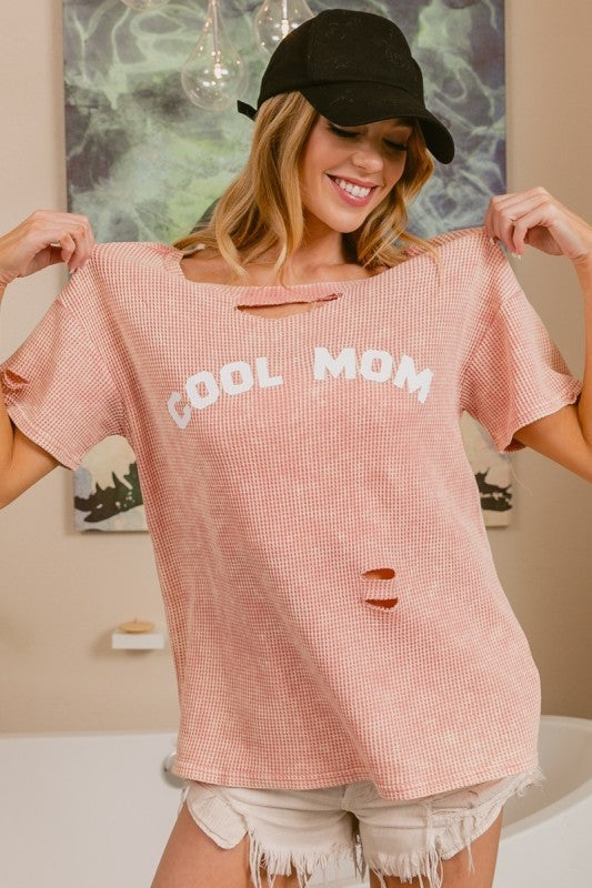 Cool Mom Waffle Knit Top