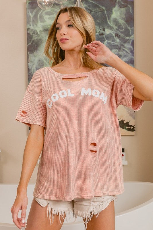 Cool Mom Waffle Knit Top