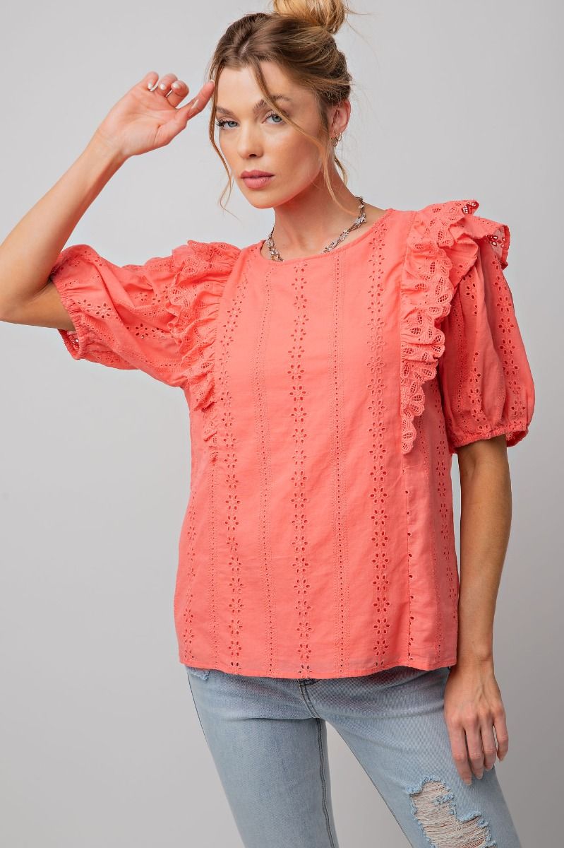 Eyelet Ruffle Eyelet Ruffle Top – The Waters Edge Boutique