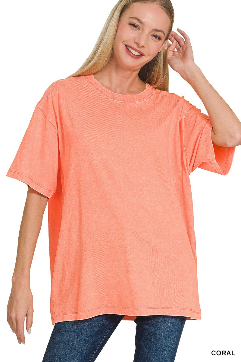 Coral Acid Wash Tee