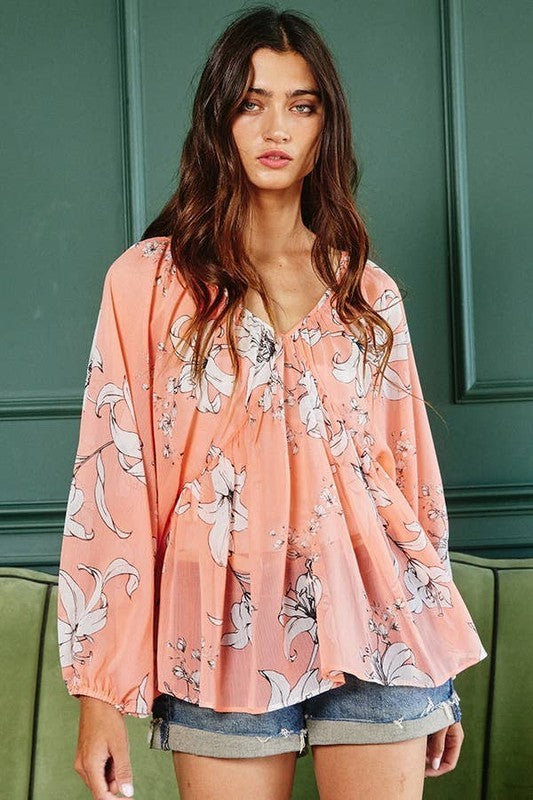 Coral Floral Babydoll