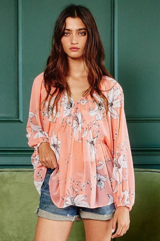 Coral Floral Babydoll