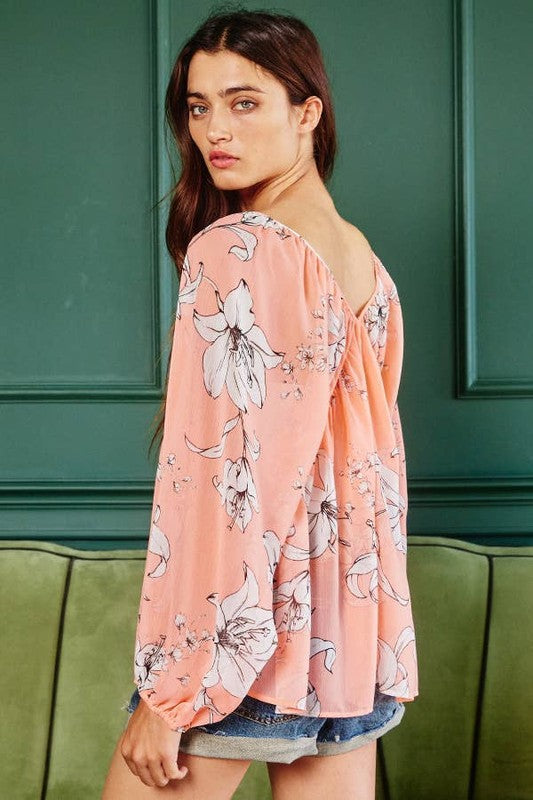 Coral Floral Babydoll