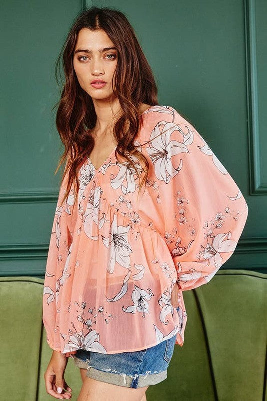 Coral Floral Babydoll