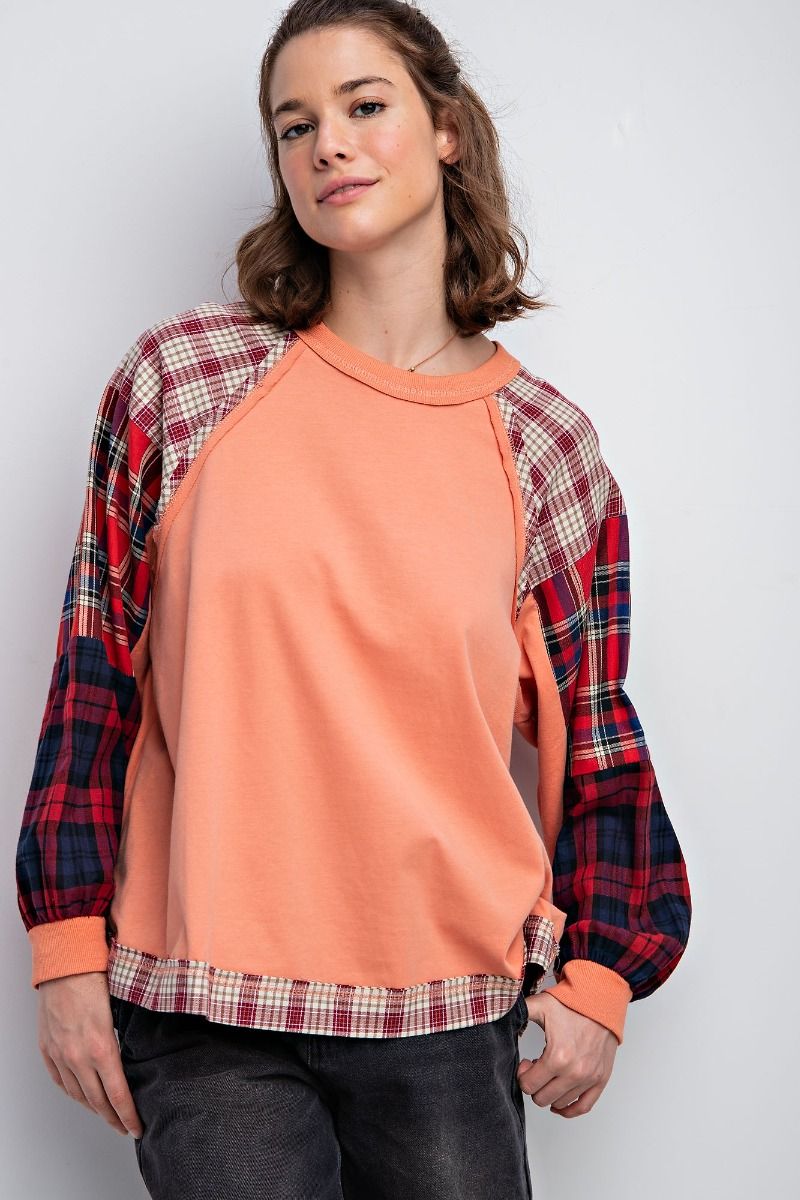 Coral Patchwork Plaid