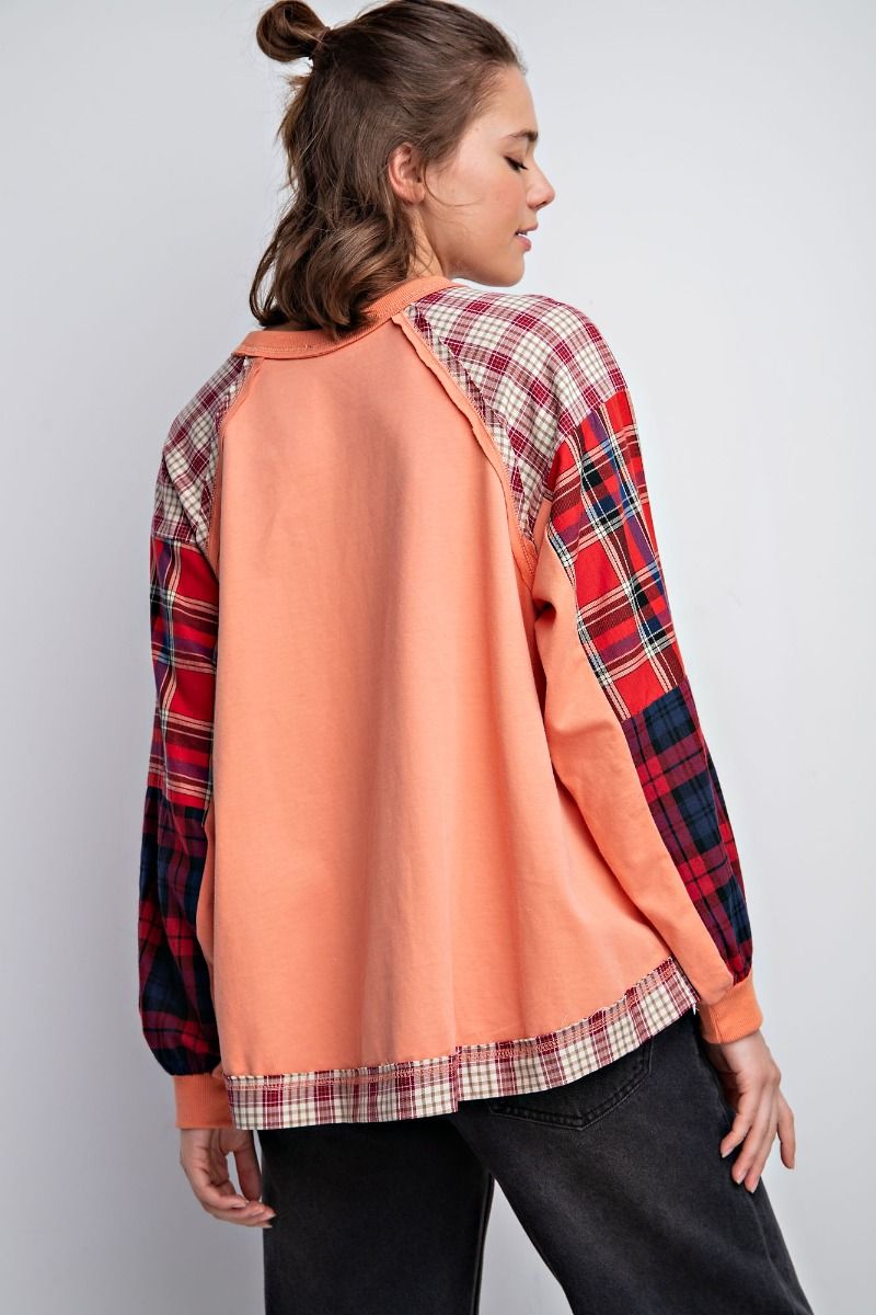 Coral Patchwork Plaid