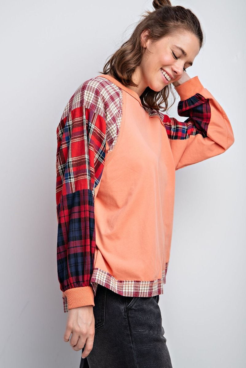 Coral Patchwork Plaid