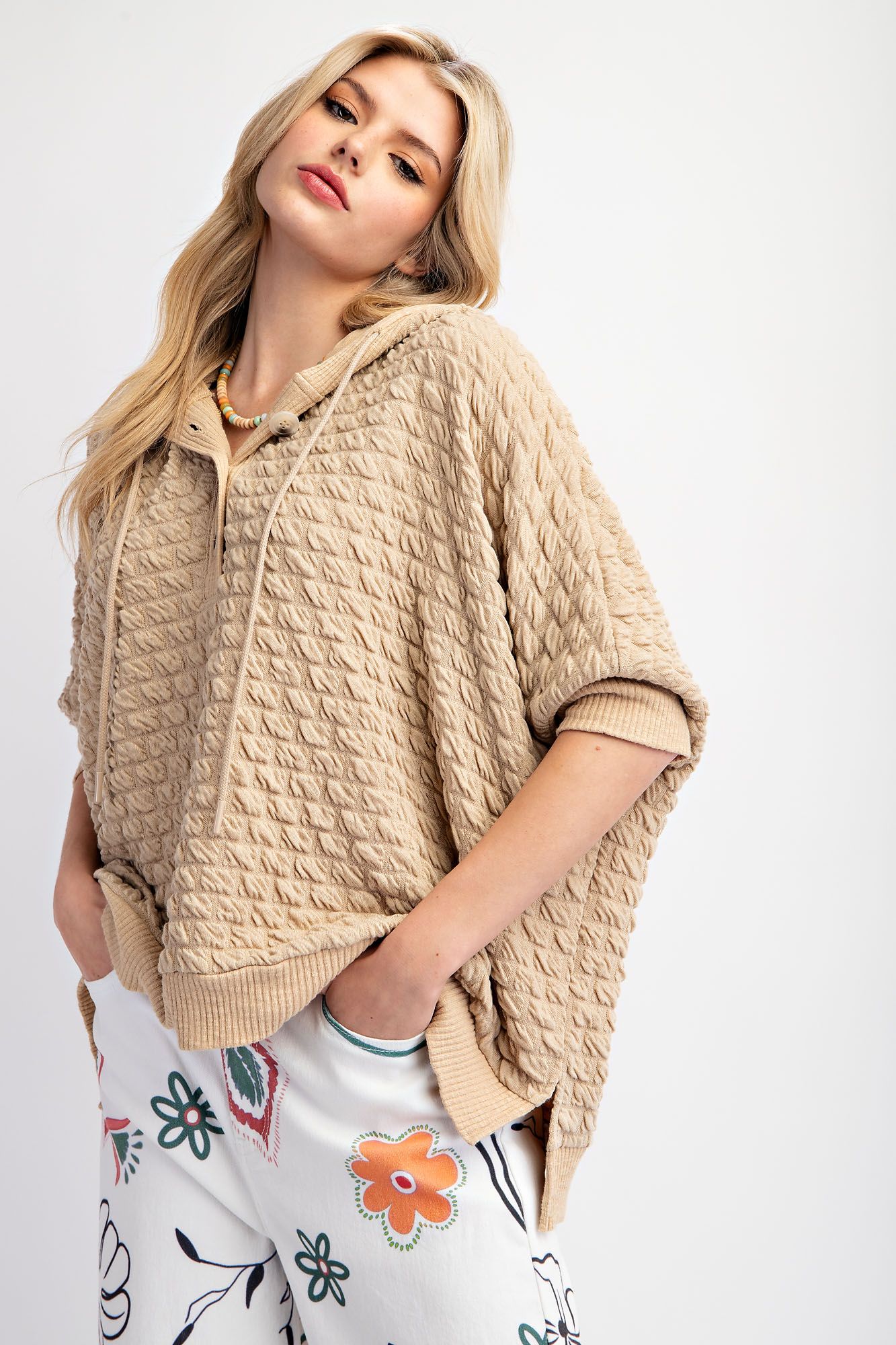 Textured Boxy Hoodie