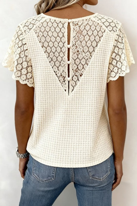 Cream Lace Accent Top